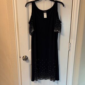 MSK Black Mini Dress with White Dot Accents